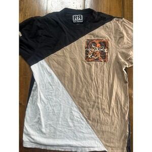 Rock‎ Revival Mens Colorblock Camo Logo Graphic T-Shirt Black Tan Grey Large